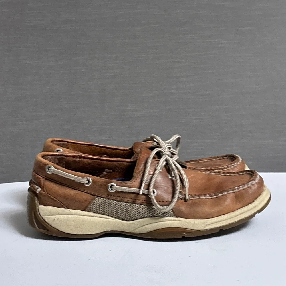 Sperry Boat Shoes 8M Brown Leather Mesh Nautical Classic Casual Coastal‎